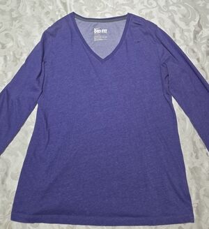 NIKE Purple Long Sleeve V-Neck Shirt